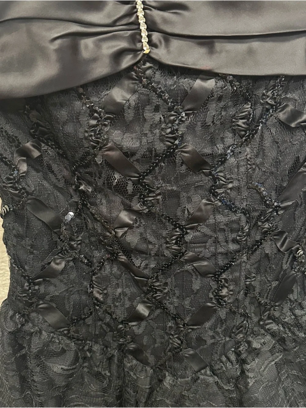 Vintage Black Strapless Lace Cocktail Dress Tiered whimsigoth Mini Dress medium